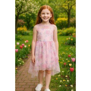 Zenzi XS Dress Girl's Kids Tulle Hi-low Blush floral Children's Formal Party